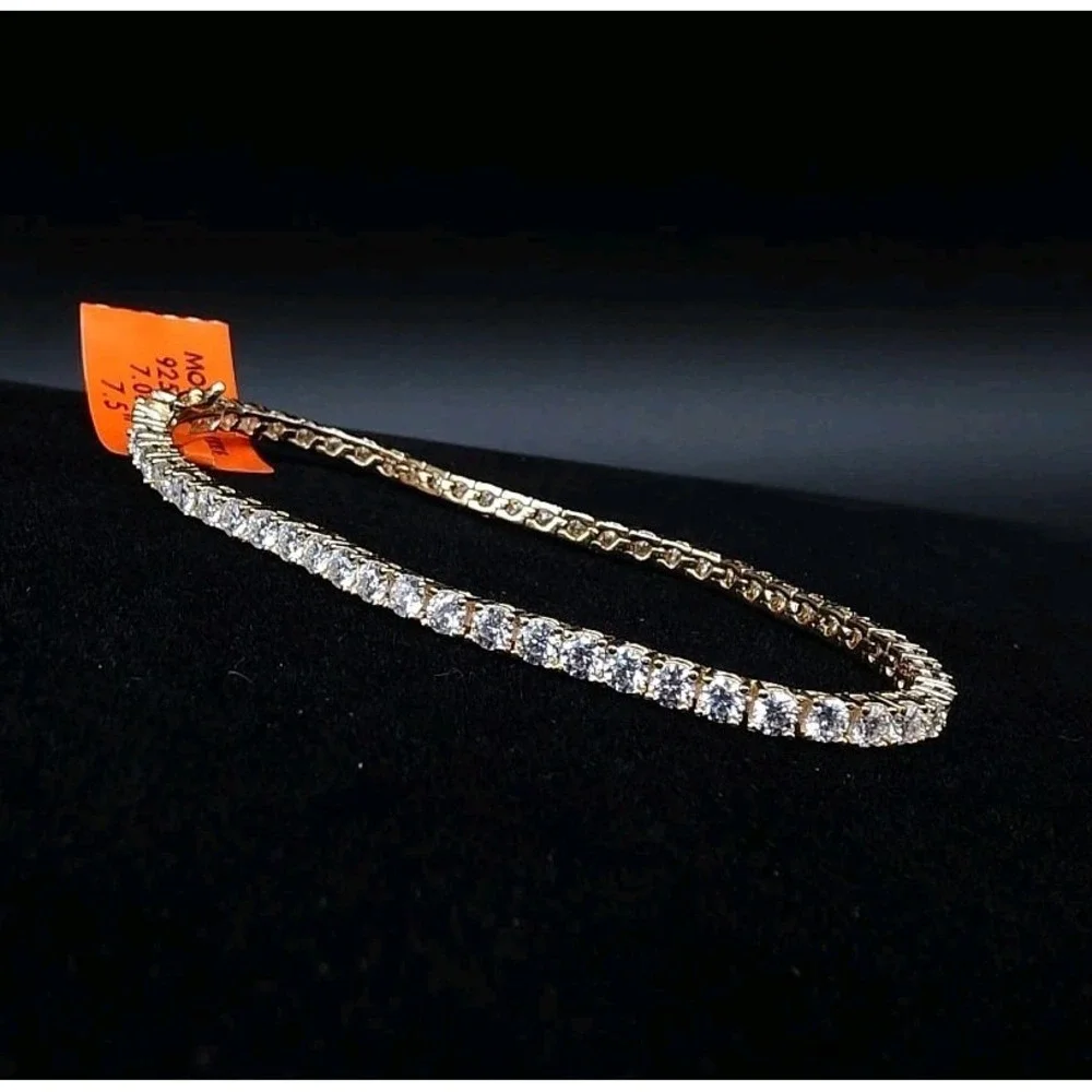 7.5" 7.0 Ctw Moissanite Tennis Bracelet – Gold Plated 925 Sterling Silver Luxury
